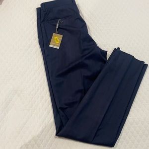 Un-hemmed wool dress pants